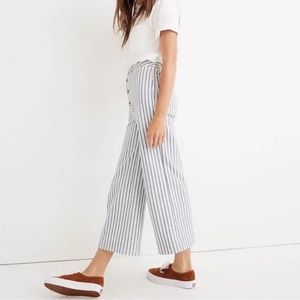 Madewell Emmett Wide-Leg Crop Pants in Stripe: Button-Front